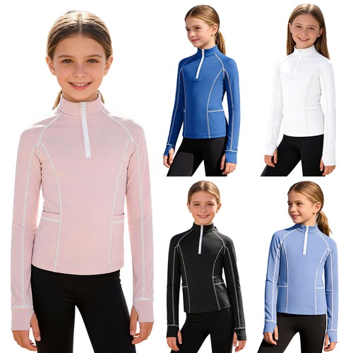 Mädchen reit shirt stehkragen - mädchen,